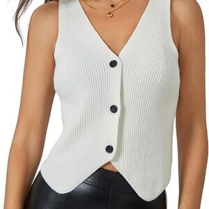 White Button-Up Knit Vest